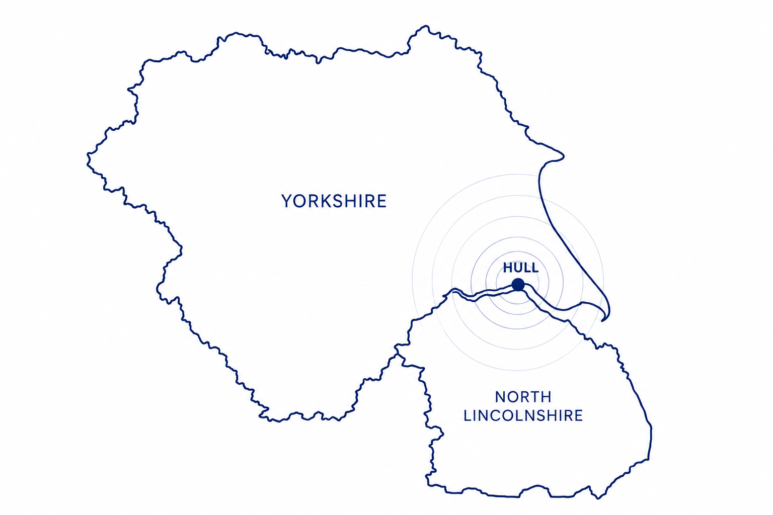 Illustrative map of Yorkshire and North Lincolnshire, showing Prime Wall Ltd's core service area